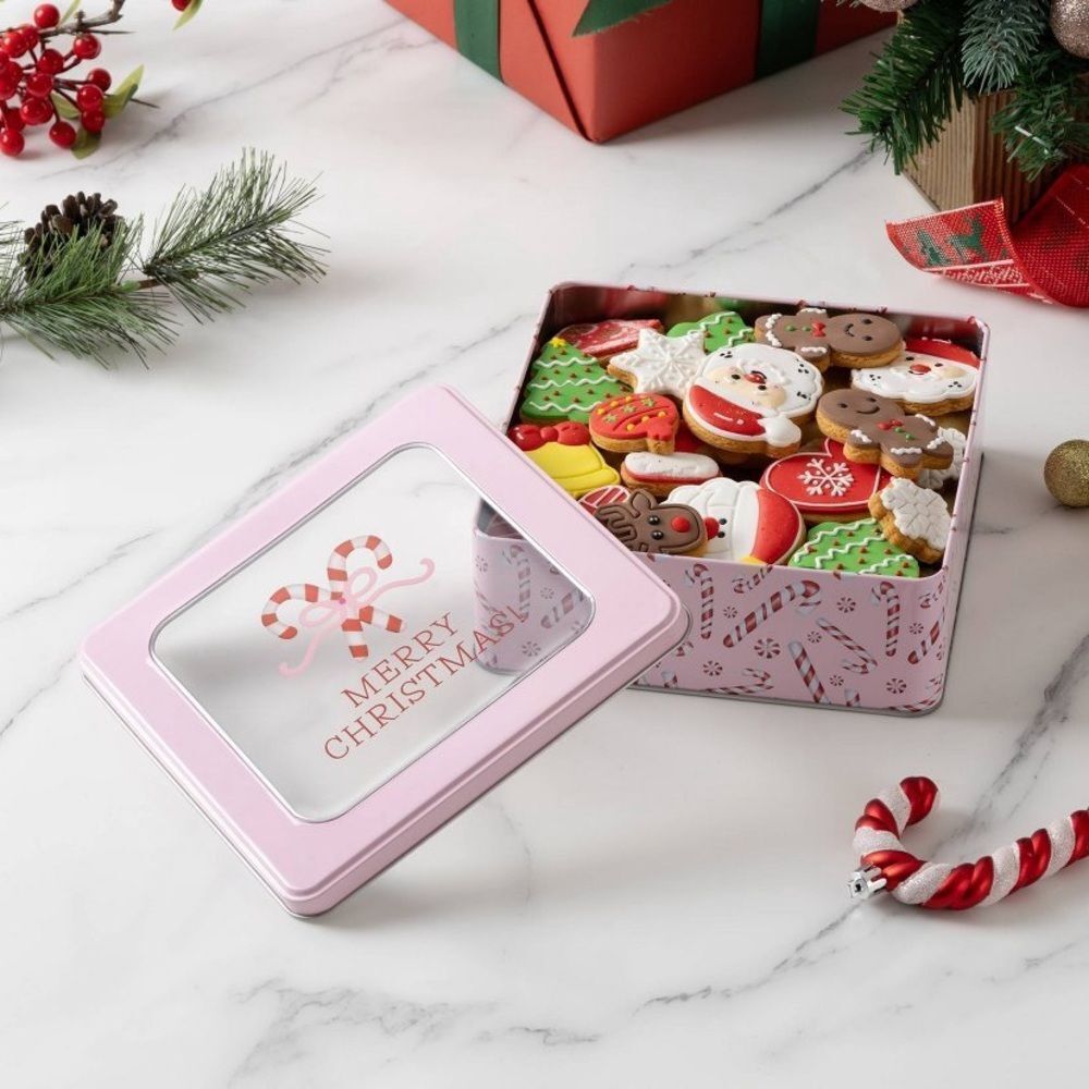 Cooks Christmas Cookie Tin Candy Canes (Merry Christmas)